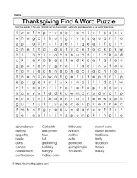 Thanksgiving Wordsearch #02